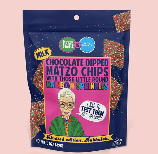 Fatty Sundays Chocolate Covered Matzo Chips Rainbow Sprinkles