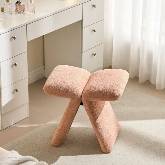 Faye Warm Blush Vanity Stool