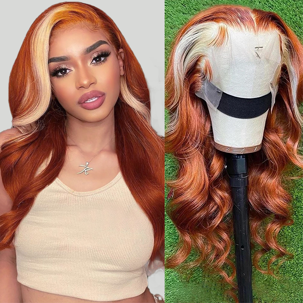 qvr wigs ginger blonde 13x4 hd lace front body wave wig