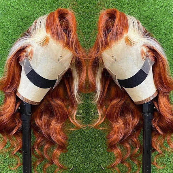 human hair wigs blonde orange body wave lace front wig
