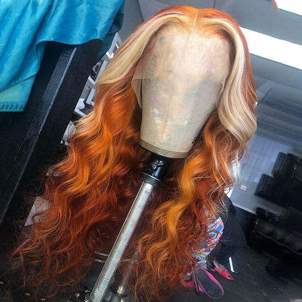 qvr wigs 13x4 hd lace front wig in ginger blonde color
