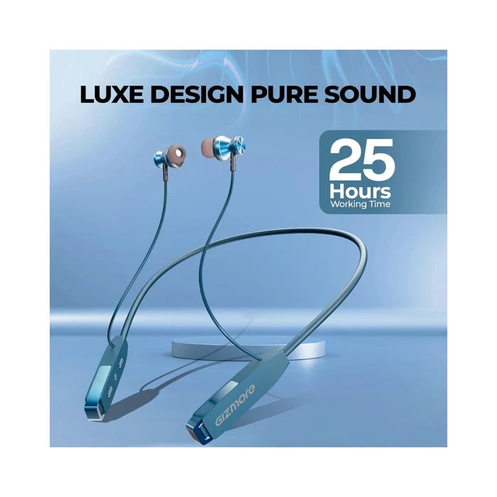 GIZMORE MN225 LUXE Neckband | Pure Deep Bass | Magnetic Earpiece | 25H Long Playtime | Water Resistance