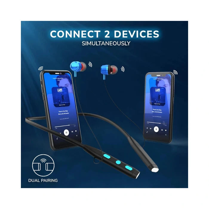 GIZMORE MN226 Neckband | Dual Pairing | Feather lite & Flexible | Water Resistance | Strong Bass
