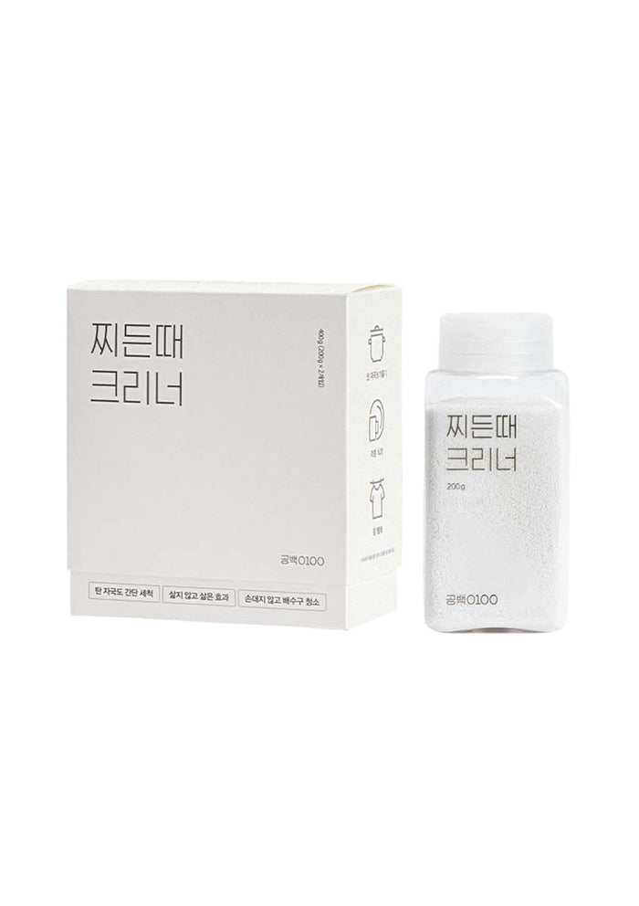 White bottle and box with Korean text on a white background