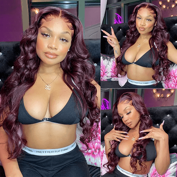 qvr wigs 13x4 lace frontal dark purple body wave wig