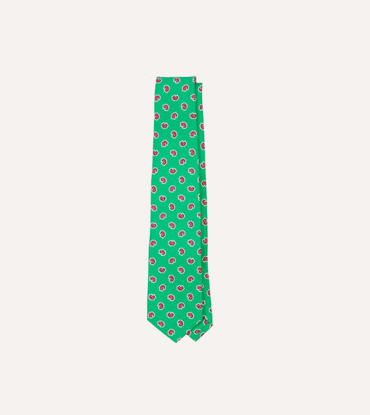 Green Mini Paisley Silk Self-Tipped Tie