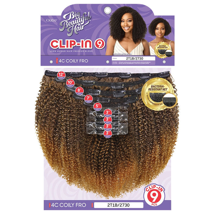 Human Hair Blend Big Beautiful Hair Clip In 9 - 4c Coily Fro 10"