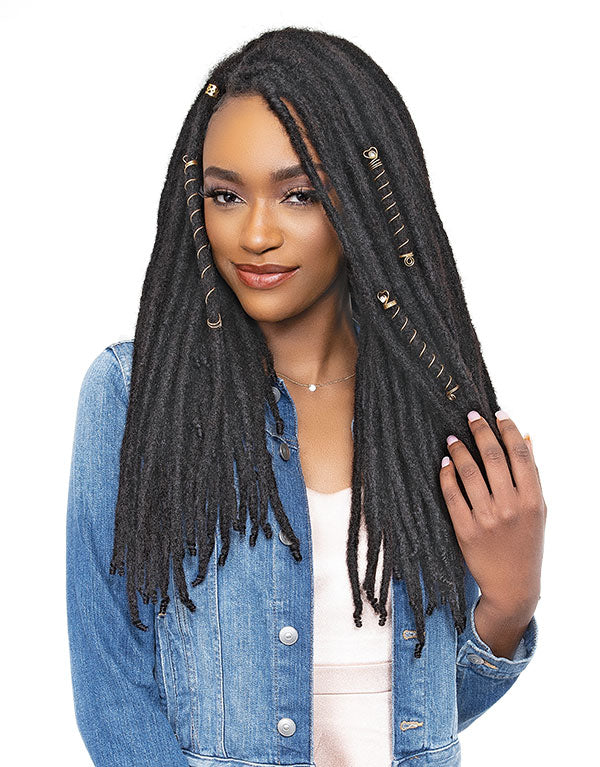 JANET COLLECTION Loc N Roll 100% Human Hair Locs - Natural Brown