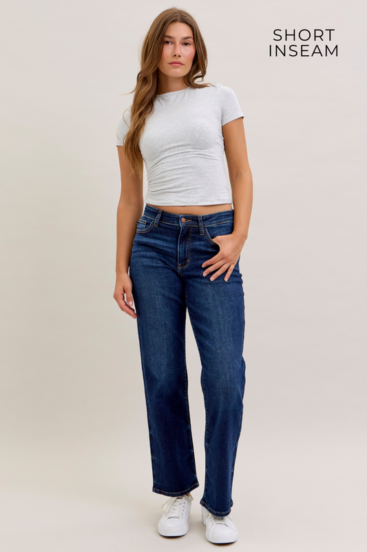 Judy Blue Mid Rise Straight Jeans 30" Inseam