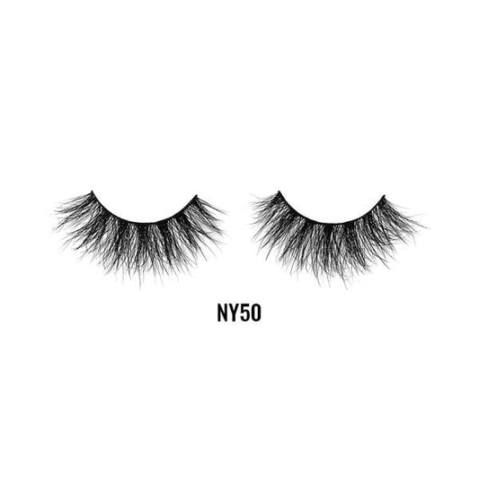 LAFLARE NY50 dramatic black 3D mink lashes pair with full wispy volume for bold eye makeup