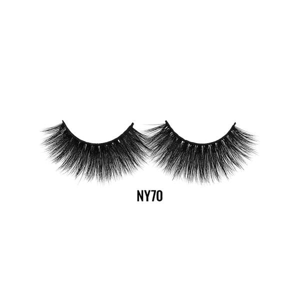 LAFLARE NY70 dramatic black wispy strip eyelashes pair 3D mink lashes for sale on white background