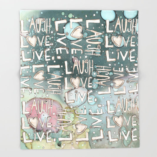 'Laugh. Love. Live. Organic in Blue' Fleece Blanket — C. Cambrea, Sincerely Joy