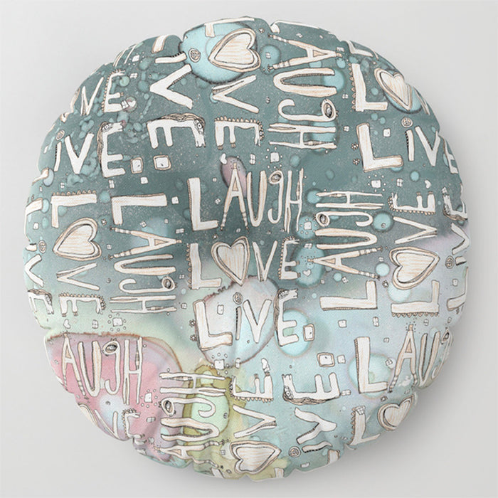 'Laugh. Love. Livel' Floor / Meditation Cushion — C. Cambrea, Sincerely Joy