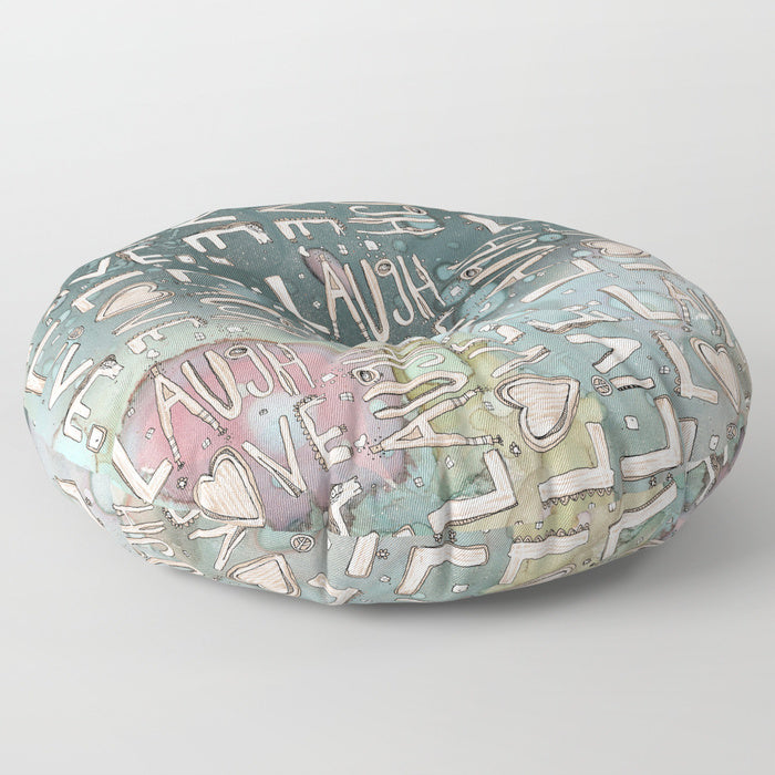 'Laugh. Love. Livel' Floor / Meditation Cushion — alternate angle