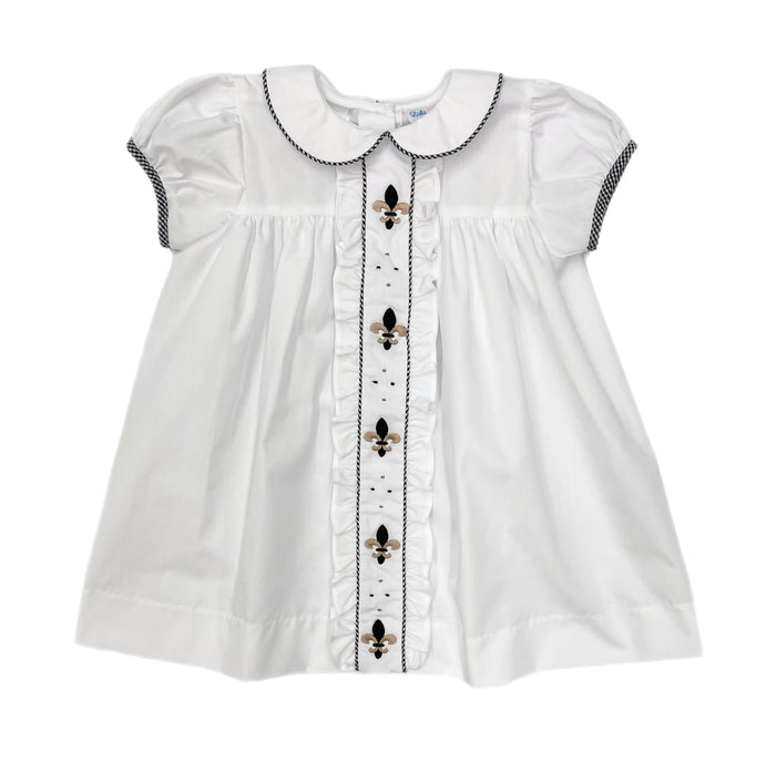 Lulu Bebe Fleur De Lis Embroidered Dress-White