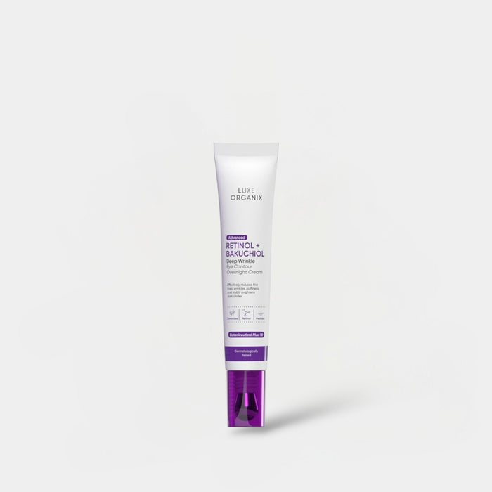 Luxe Organix Advanced Retinol + Bakuchiol Deep Wrinkle Eye Contour Overnight Cream 12g كريم لوكس أورجانيكس المتطور لعلاج التجاعيد العميقة حول العين مع الريتينول والباكوتشيول طوال الليل - Princess Cosmetics Qatar