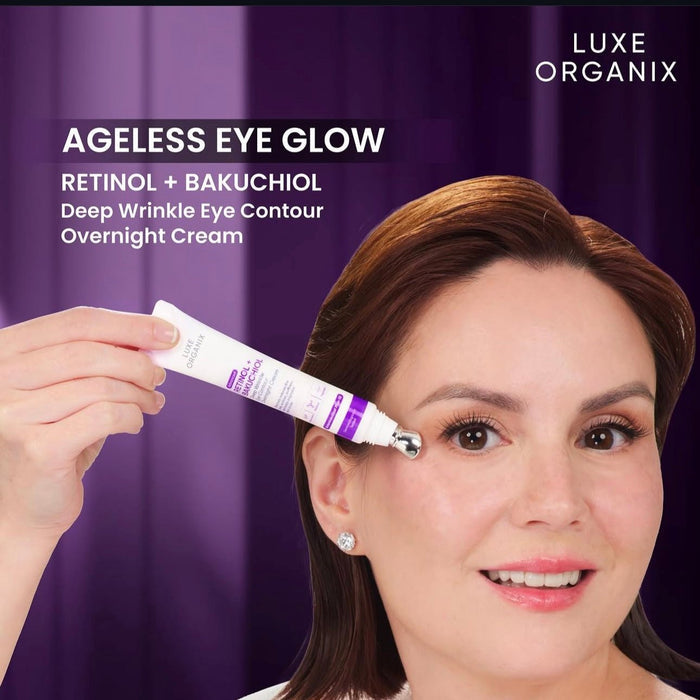 Luxe Organix Advanced Retinol + Bakuchiol Deep Wrinkle Eye Contour Overnight Cream 12g كريم لوكس أورجانيكس المتطور لعلاج التجاعيد العميقة حول العين مع الريتينول والباكوتشيول طوال الليل - Princess Cosmetics Qatar