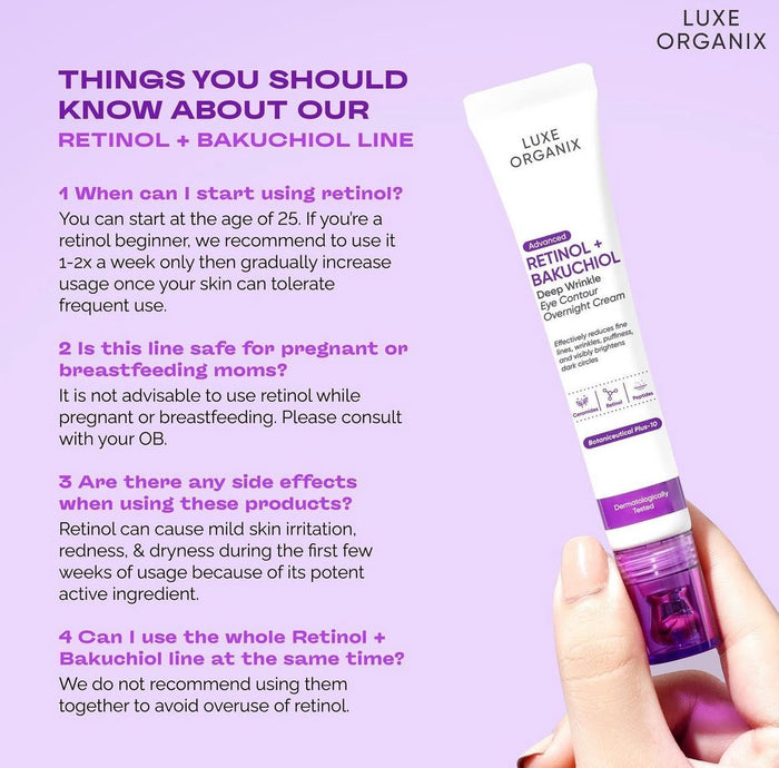 Luxe Organix Advanced Retinol + Bakuchiol Deep Wrinkle Eye Contour Overnight Cream 12g كريم لوكس أورجانيكس المتطور لعلاج التجاعيد العميقة حول العين مع الريتينول والباكوتشيول طوال الليل - Princess Cosmetics Qatar