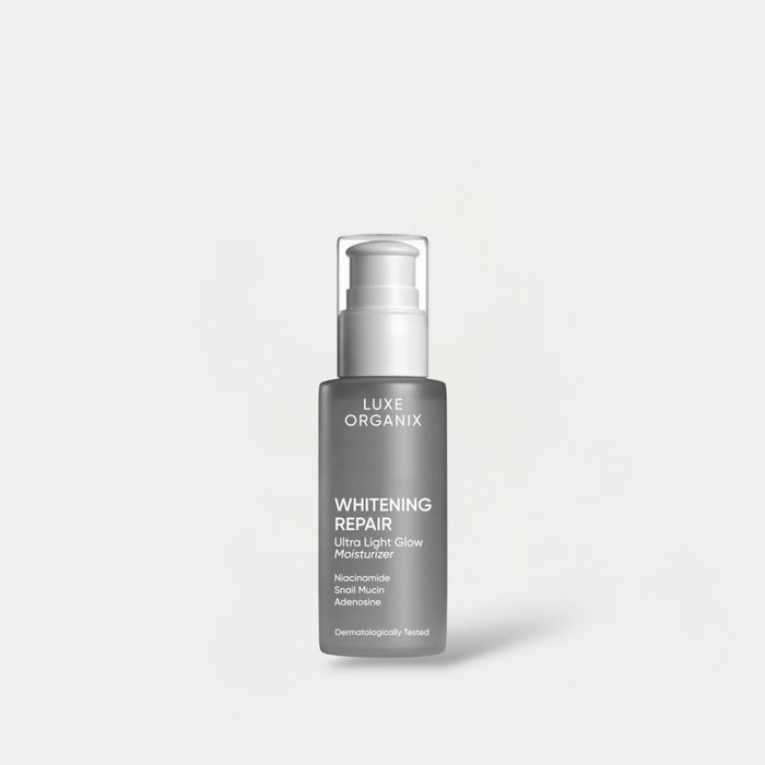Luxe Organix Whitening Repair Ultra Light Glow Moisturizer 80ml مرطب لوكس أورجانيكس لتبييض البشرة وإصلاحها وتوهجها الخفيف للغاية - Princess Cosmetics Qatar