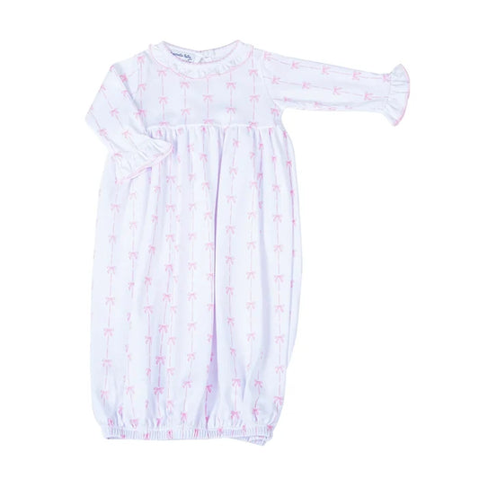 Magnolia Baby Bow Print Ruffle Gathered Gown