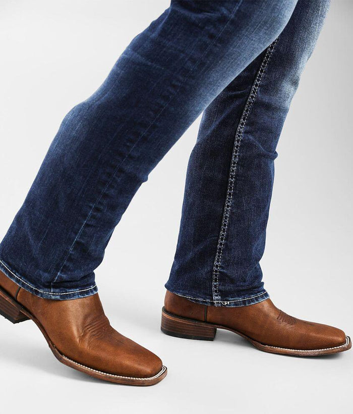 Men's Distressed Leather Cowboy Square Toe Boots