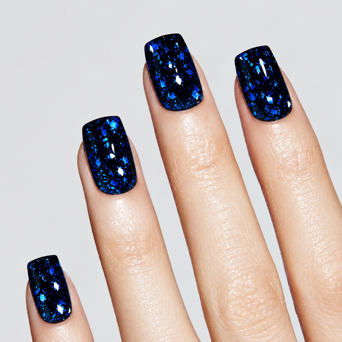 Midnight Blue Chunky Glitter Gel Nail Stickers