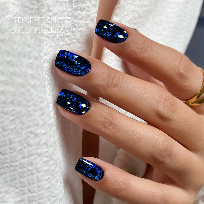 Midnight Blue Chunky Glitter Gel Nail Stickers