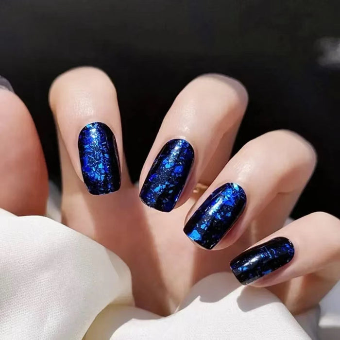 Midnight Blue Chunky Glitter Gel Nail Stickers