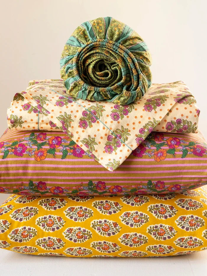 Mix & Match Cotton Fitted Sheet - Pink Floral Stripe-view 3