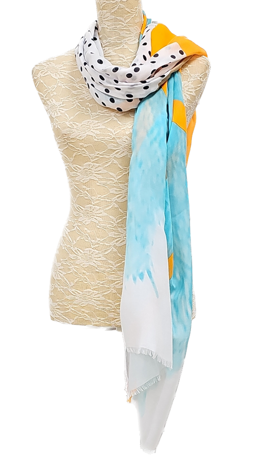 Multi Colour Polka Spot Print Scarf