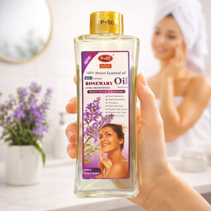 P+50 GOLD Rosemary & Kojic Acid Glow Oil 200ml – Brightening Face & Body Moisturising Oil for Radiant, Even-Looking Skin