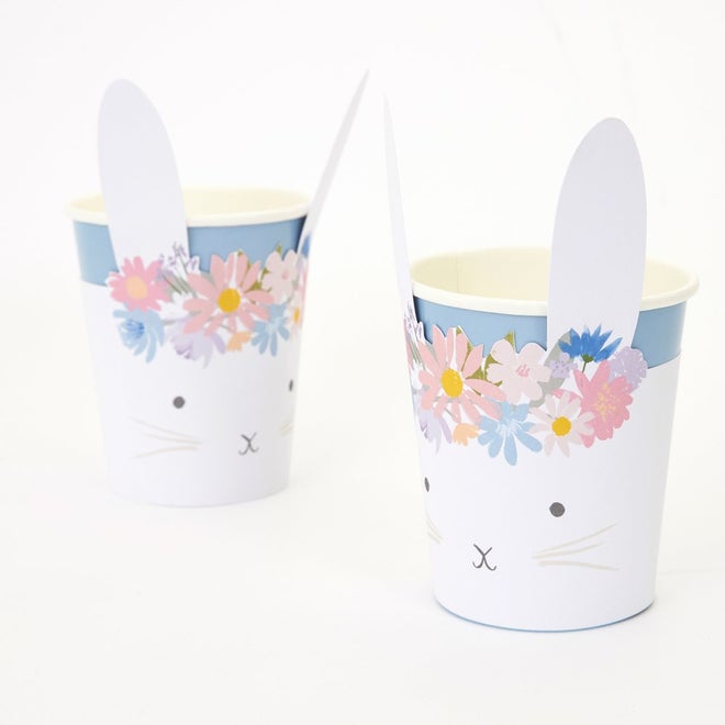 Paper Cups - Floral Bunny - Set Of 8