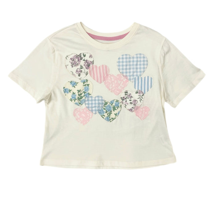 Paper Flower Hearts Applique Top
