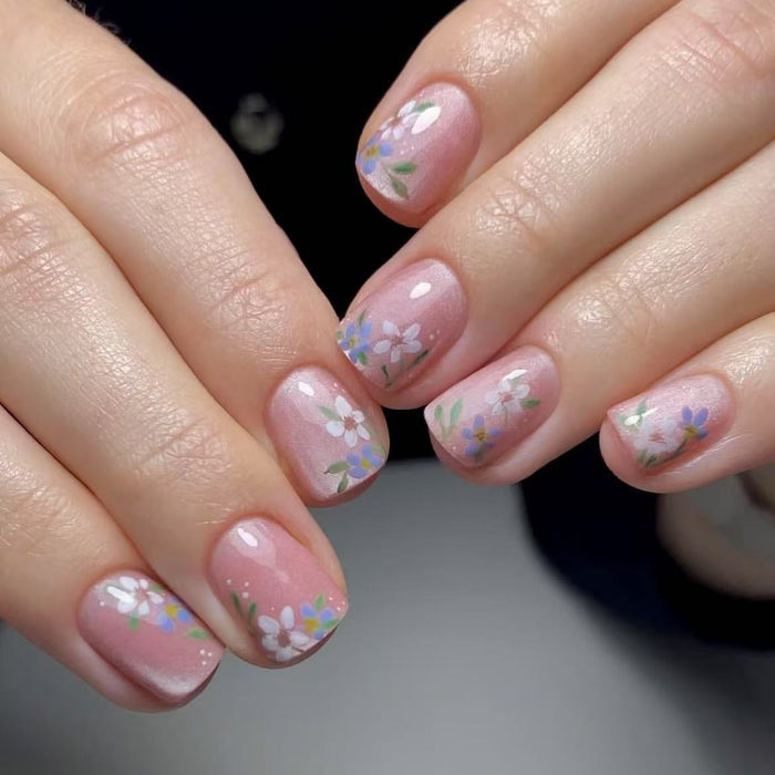 Pink Sweet Flower Nail 24 Pieces