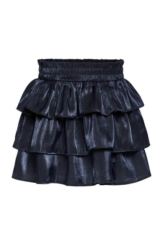 Pleat Luna Tiered Skirt-Navy