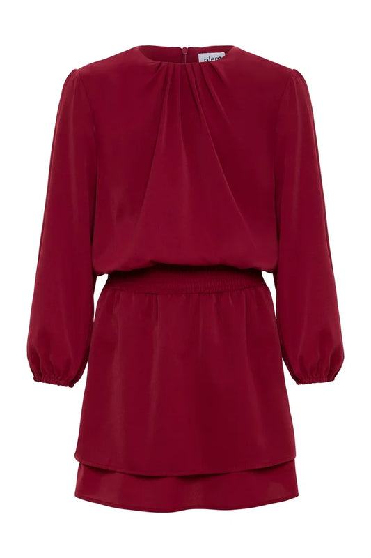 Pleat Ruby L/S Dress-Red