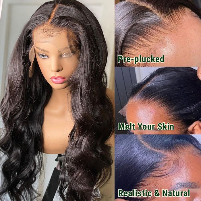 human hair lace wigs, 13x6 body wave with bleach knots