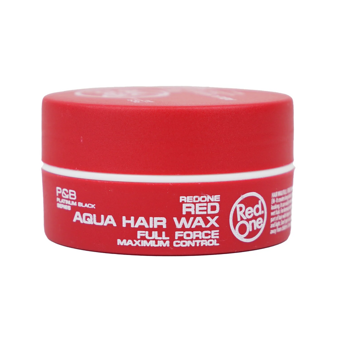 Red jar of RedOne Aqua Hair Wax for strong styling and maximum control full force hold