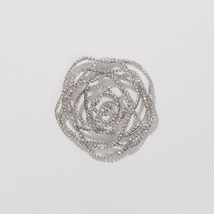 Rose Crystal Hair Bun Accessory - Silver
