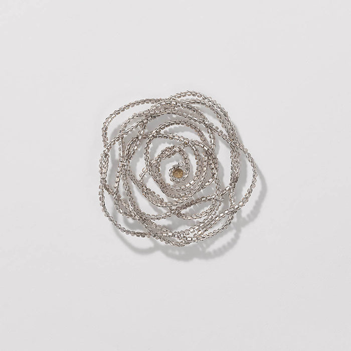 Rose Crystal Hair Bun Accessory - Silver