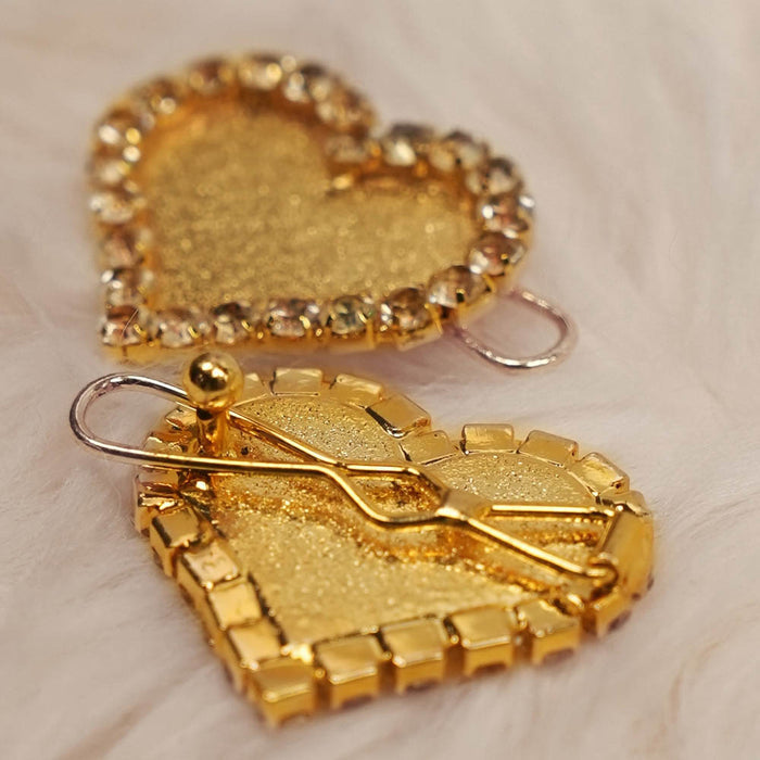 Set of 2 Heart Crystal Hair Pins - Gold