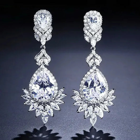 Elegant Wedding Jewelry - Cubic Zirconia Bridal Earrings