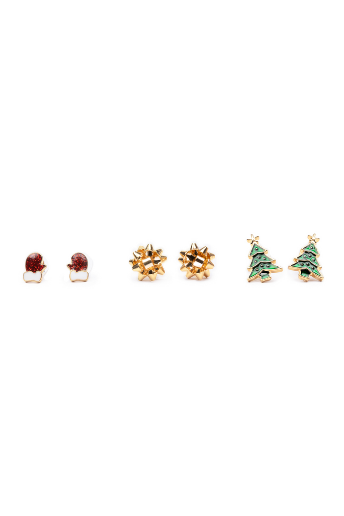 Snowman Pierced & Clip On Earrings, 2pcs Assorted