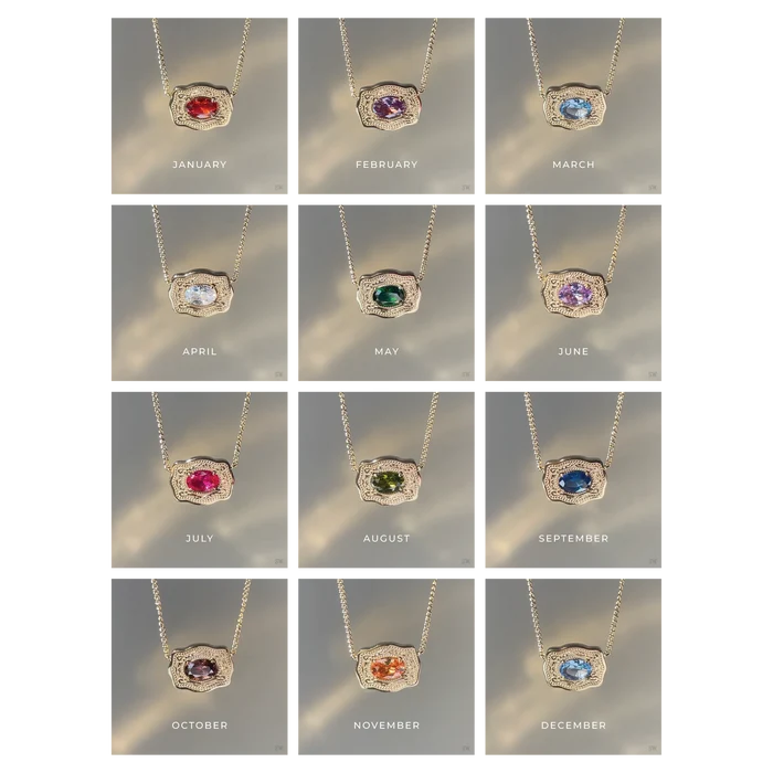 SpurWest Ultra Mini Belt Buckle Birthstone Necklace - Gold -November