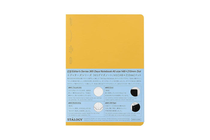 Stalogy 1/2 Year Notebook - A5 - Dot Grid - 186 Pages - Yellow