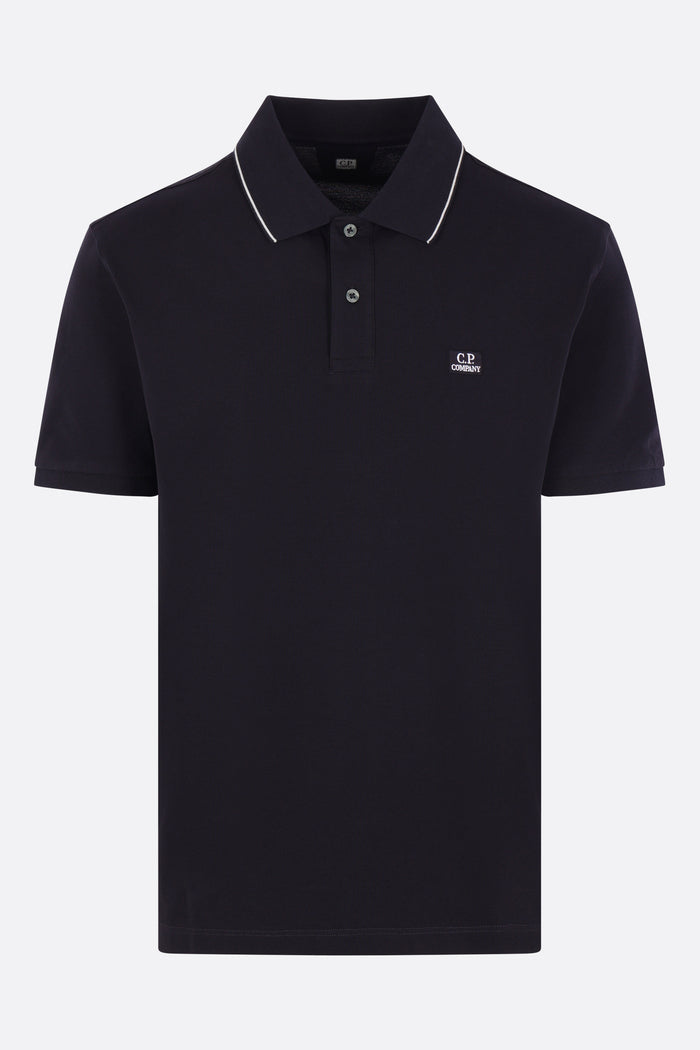 stretch piquet polo shirt with logo patch