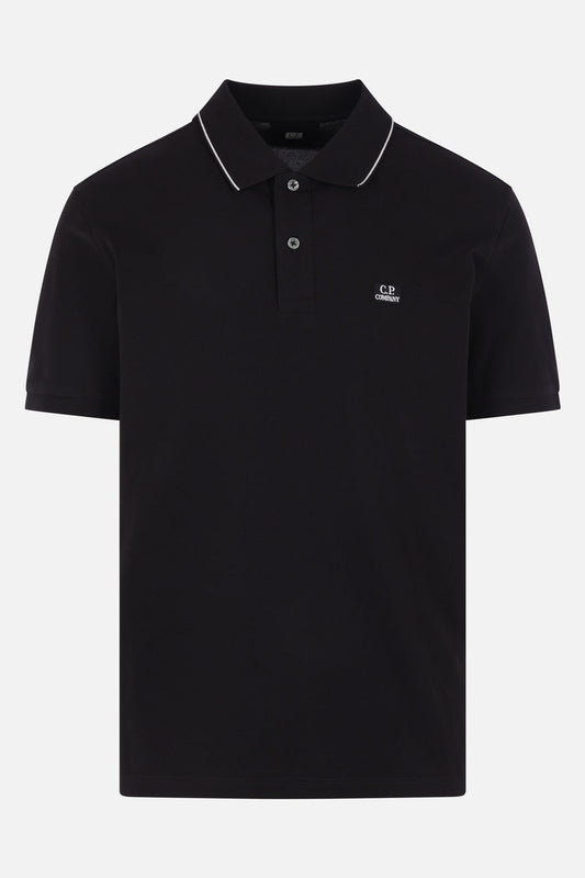 stretch piquet polo shirt with logo patch