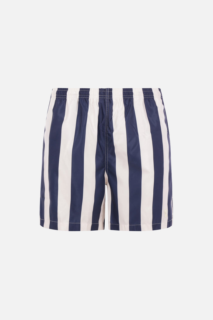 striped nylon swim shorts