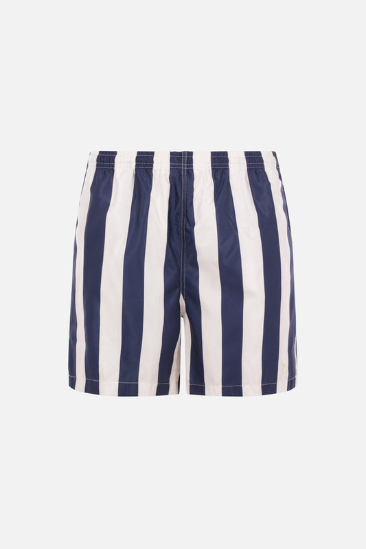 striped nylon swim shorts