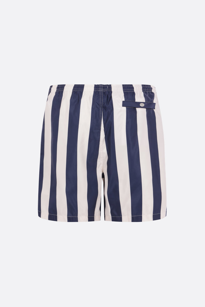 striped nylon swim shorts